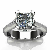 1Ct Princess Cut Diamond Heart Shape Prong Engagement Ring 14K White Gold Finish