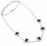 2.4ct Purple Amethyst Pendant Chain Oval Cut Partywear 14k White Gold Finish