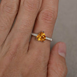 2ct Heart Yellow Citrine Solitaire Promise Engagement Ring 14k White Gold Finish