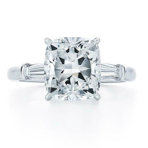 1.5ct Cushion Cut VVS1 Diamond Engagement Ring 14k White Gold Finish Three Stone