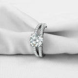 2.5ct Round Cut Diamond Engagement Ring Accents Split Band 14k White Gold Finish