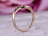 0.4ct Round Cut Diamond Wedding Ring Band Curved Stackable 14k Rose Gold Finish