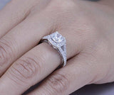 4Ct Round Diamond Halo Split Band Vintage Engagement Ring 14K White Gold Finish