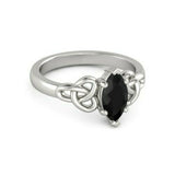 0.5Ct Marquise Cut Black Diamond Trinity Solitaire Ring 14K White Gold Finish