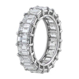 6Ct Emerald Cut VVS1/D Diamond Full Eternity Wedding Band 14K White Gold Finish