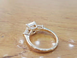 2.5ct Emerald Cut Diamond Three Stone Engagement Ring 14k White Gold Finish