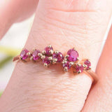 1.5ct Round Cut Pink Ruby Engagement Ring Promise Cluster 14k Rose Gold Finish