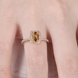 1.2ct Emerald Cut Yellow Citrine Solitaire Engagement Ring 14k Rose Gold Finish