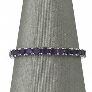 2ct Round Cut Purple Amethyst Full Eternity Wedding Band 14K White Gold Finish