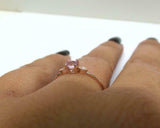 0.5ct Round Cut Pink Sapphire Trilogy Minimalist Ring 14k Rose Gold Finish