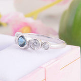 1.5ct Round Cut Blue Sapphire Five Stone Bezel Set Ring 14k White Gold Finish