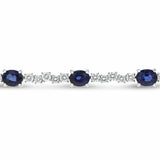 10ct Oval Cut Blue Sapphire Vintage Inspired Tennis Bracelet 14k White Gold Over