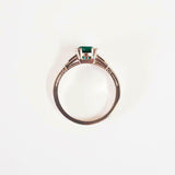 1ct Round Cut Green Emerald Trilogy Solitaire Engagement Ring 14k Rose Gold Over