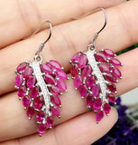 4ct Marquise Cut Pink Ruby Leaf Petal Drop Earrings Women 14k White Gold Finish