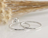 1.2ct Round Cut Diamond Engagement Ring Twist Rope Bridal Set 14k WhiteGold Over