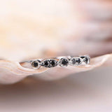 Half Eternity Wedding Ring Band 1.2ct Round Black Diamond 14k White Gold Finish