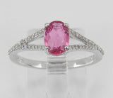 2ct Oval Cut Pink Sapphire Split Shank Engagement Ring 14k White Gold Finish