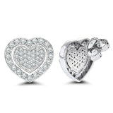 2Ct Round Cut Diamond Heart Cluster Halo Women Stud Earrings 14K White Gold Over