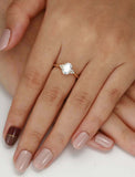 1ct Oval Diamond Engagement Ring Solitaire with Round Accent 14k YellowGold Over