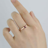 0.75ct Baguette Cut Pink Ruby Minimalist Futuristic Ring 14k Rose Gold Finish