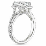 5ct Cushion Cut Diamond Engagement Ring 14k White Gold Finish Halo Split Shank