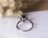 1.5ct Cushion Cut Purple Amethyst Engagement Ring Halo Design 14k WhiteGold Over