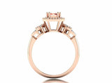 2ct Emerald Cut Morganite Diamond Halo Floral Engagement Ring 14k Rose Gold Over