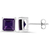 1.5ct Asscher Cut Purple Amethyst Solitaire Stud Earrings 14k White Gold Finish