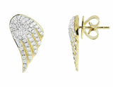 1.2ct Round Cut VVS1D Diamond Angel Wing Stud Earrings 14k Yellow Gold Finish