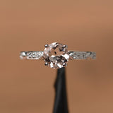 1.2ct Round Cut Peach Morganite Solitaire Engagement Ring 18k White Gold Finish