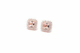 1ct Cushion Cut Peach Morganite Squarish Stud Earring Women 14k Rose Gold Finish