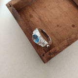 2ct Oval Cut London Blue Topaz Vintage Inspired Ring 14k White Gold Finish