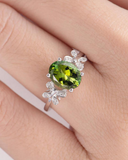 2ct Oval Cut Green Peridot Engagement Ring Butterfly Design 14k White Gold Over