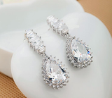 5Ct Pear Cut Diamond Halo Cocktail Extravagant Drop Earrings 14K White Gold Over