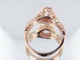 3Ct Round Cut Peach Morganite Halo Split Band Engagement Ring 14K Rose Gold Over