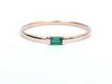 0.3ct Engagement Ring Baguette Cut Green Emerald Solitaire 14k Rose Gold Finish