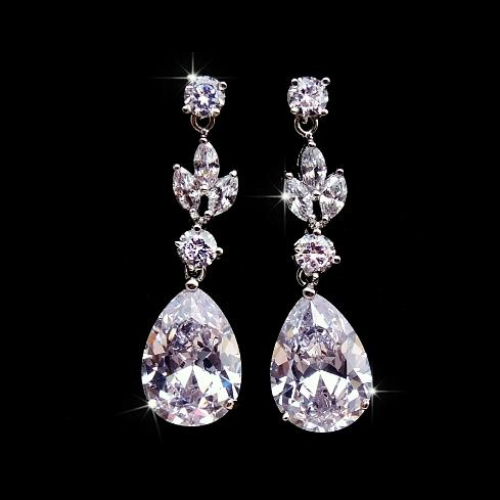 4Ct Pear Marquise Cut Diamond Elegant Tear Drop Earrings 18K White Gold Finish