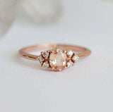 1ct Oval Cut Peach Morganite Engagement Ring 14k RoseGold Over Minimalist Petite