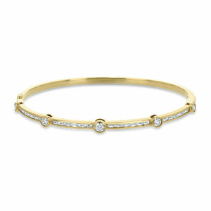 5ct Round Diamond Bezel Set Cocktail Cuff Bangle Bracelet 14K Yellow Gold Finish