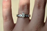 2Ct Pear Cut Diamond Round Accent Solitaire Engagement Ring 14K White Gold Over