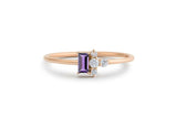 0.6ct Baguette Purple Amethyst Thin Minimalist Engagement Ring 14k RoseGold Over