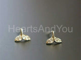 0.01ct Round Cut Moissanite Whale Fin Stud Earrings 14k Yellow Gold Plated