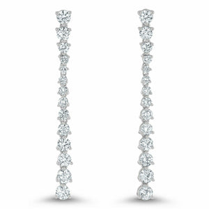 3.1ct Drop Earrings Round Cut Diamond Vertical Bar Design 14k White Gold Finish