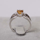 1ct Engagement Ring Heart Cut Yellow Citrine Split Shank 14k White Gold Finish