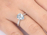 1.5ct Pear Cut Blue Aquamarine Solitaire with Accents Ring 14k White Gold Finish