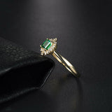 3Ct Princess Cut Green Emerald Sunburst Halo Engagement Ring 14K YellowGold Over