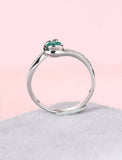 1.2ct Oval Cut Green Emerald Floral Halo Art Deco Ring 14k White Gold Finish