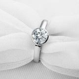 1ct Round Cut Diamond Engagement Ring Bezel Set Solitaire 14k White Gold Finish