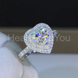 2ct Heart Cut Simulated Diamond Dual Halo Engagement Ring 14k White Gold Plated