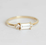 0.7ct Baguette Cut Diamond Engagement Ring 14k Yellow Gold Finish Minimalist